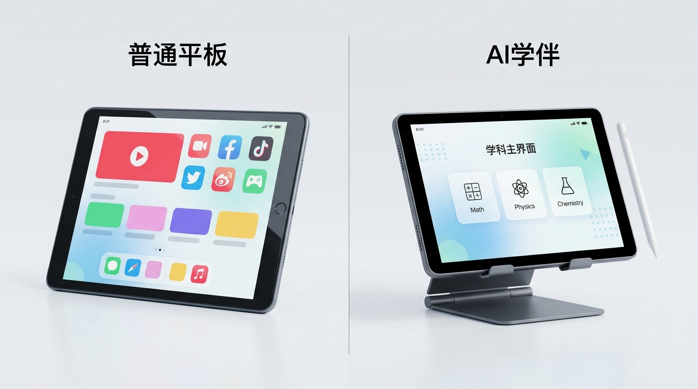 普通平板与 AI学伴的使用方向对比
